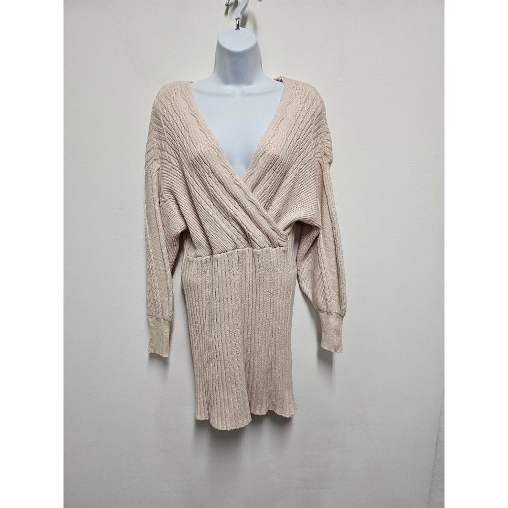 Women Knitted Bodycon Dresses Long Sleeve  Sweater Dresses Size Large